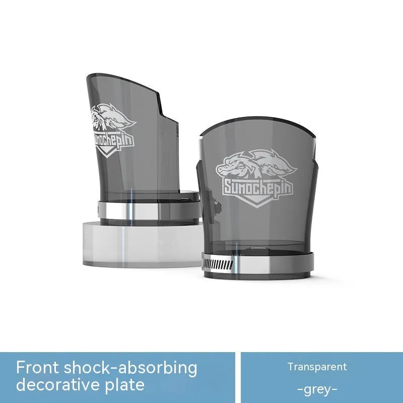 Transparent motorcycle shock absorber protective sleeve with stainless steel clamp for 38-46mm diameters.