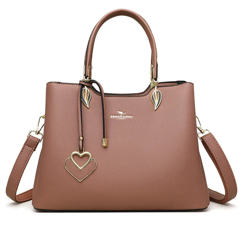 Women's multi-layer shoulder messenger bag in PU leather with urban simplicity style