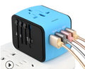 Multi-function universal travel socket adapter with USB ports, black, 66x53x52 mm