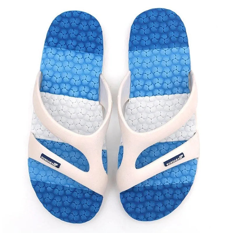 Blue Chinese summer slippers for men with open design suitable for balcony and courtyard use