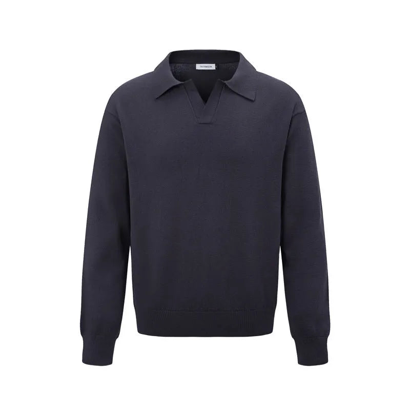 Loose fit black acrylic blend pullover sweater on a hanger.