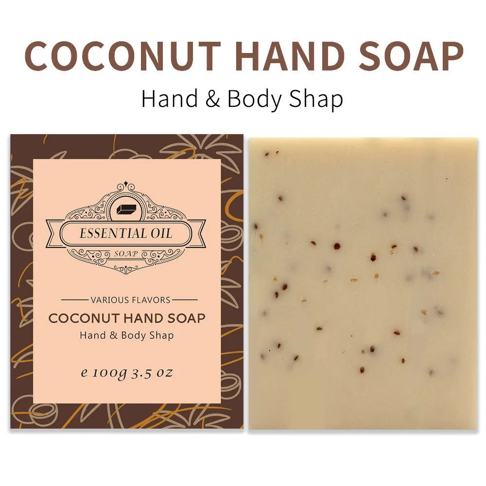 A bar of handmade plant essential oil soap for bathing and hand washing, 100g