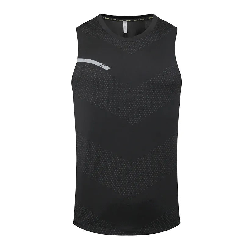 Men's solid colour quick-drying polyester sports tank top for summer outdoor activities