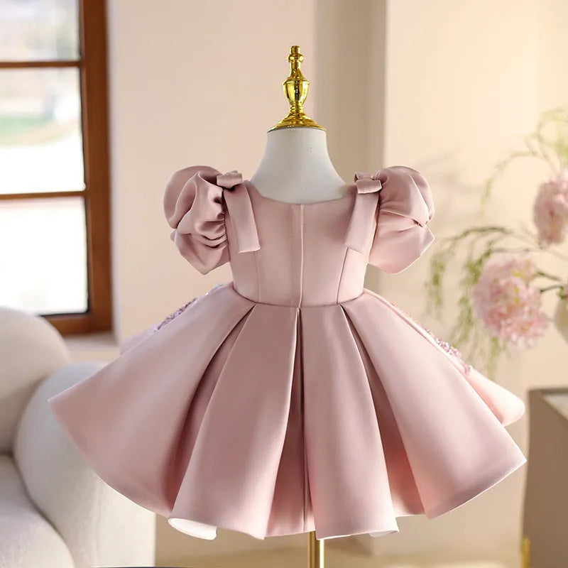 Pink polyester children's piano dress princess dress for girls, full-length with height options 80-150cm