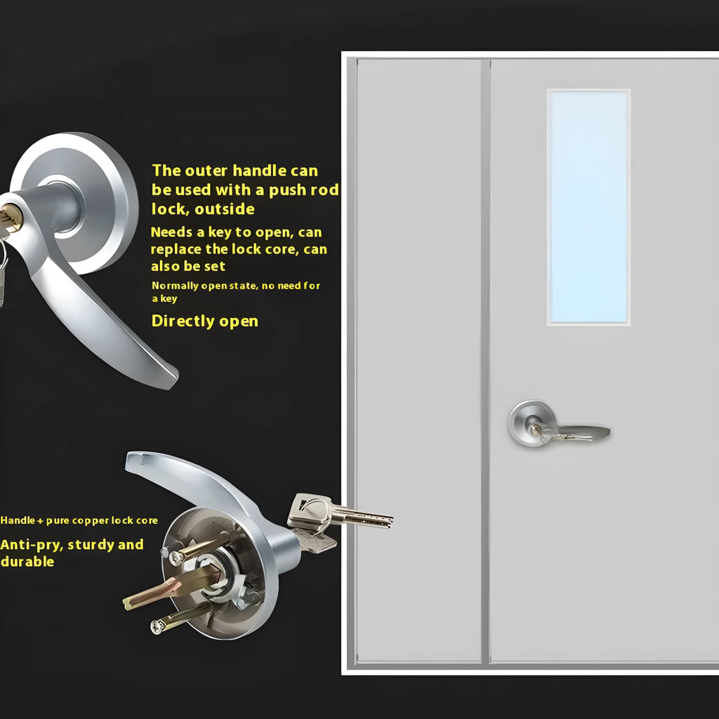 Stainless steel fireproof door push lock with external handle for 65cm single door