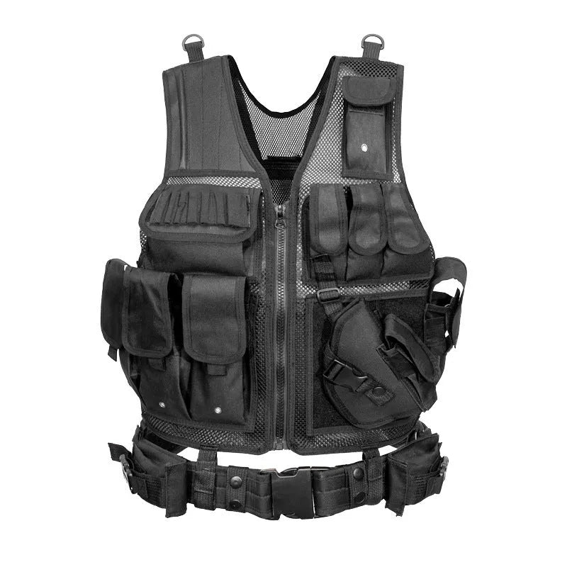 Solid colour tactical vest made from 600D Nylon Oxford fabric for quick-drying breathable training use