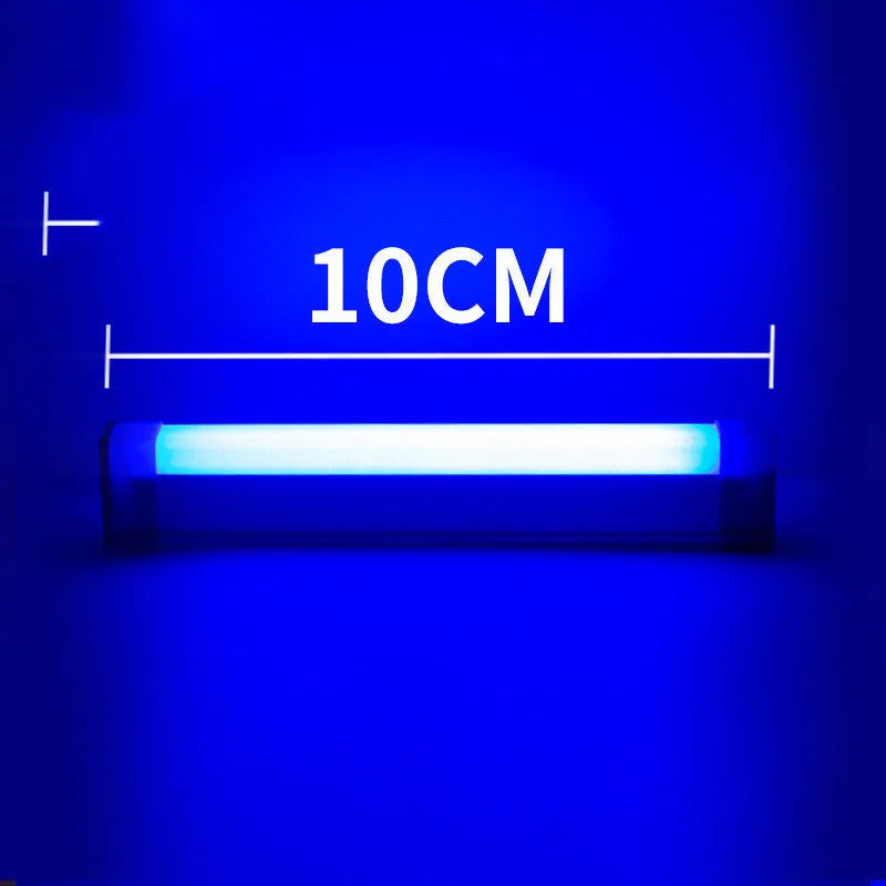 Rechargeable LED tube light stick in blue and purple colours with dimmable RGB lighting