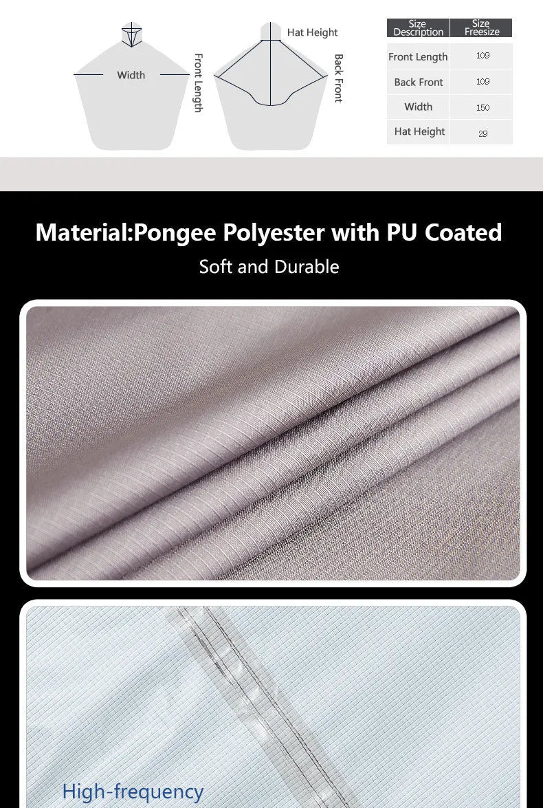 Multifunctional riding raincoat poncho 109cm length PU glue fabric cycling hiking lightweight backpack-style