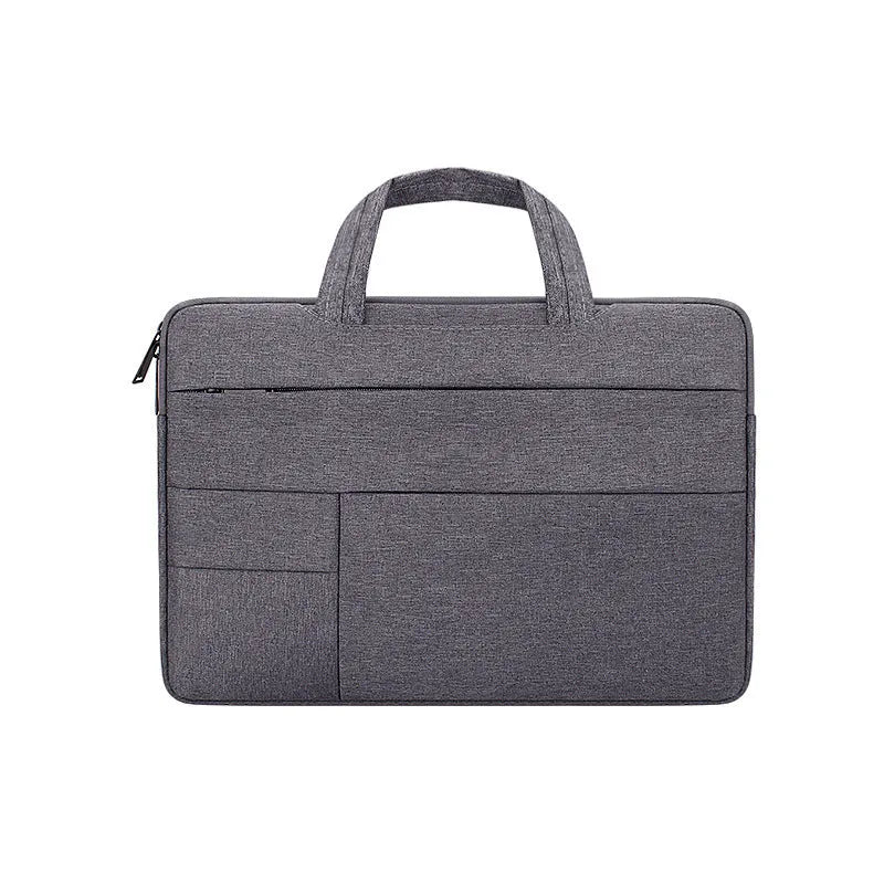 Grey waterproof polyester laptop inner bag with smooth nylon lining, fits 13.3 inch device