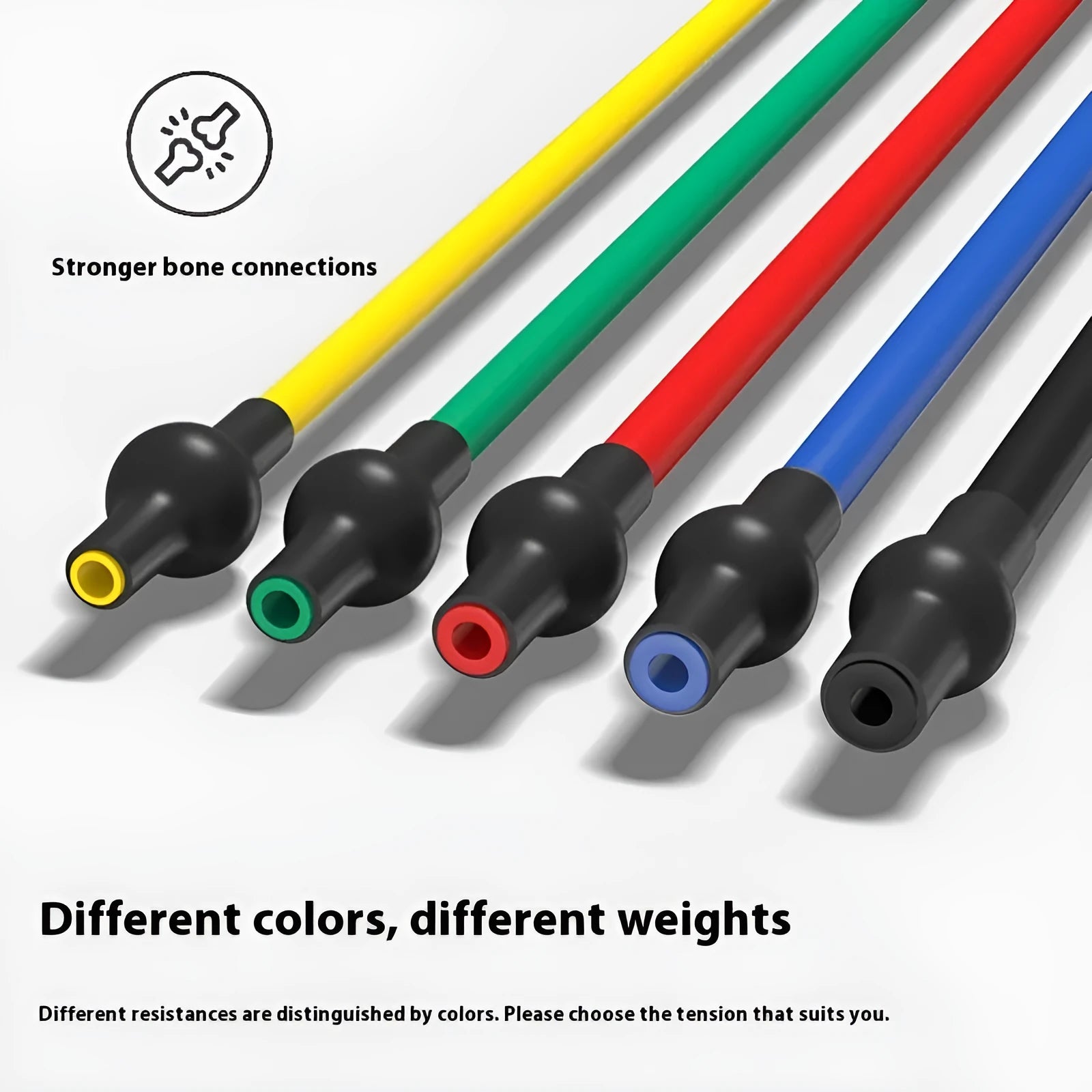 Adjustable chest expander with coloured TPE resistance ropes showing five tension levels from 10LB to 30LB