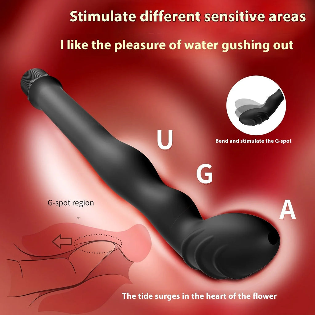 Black silicone enema hosepipe flusher for cleaning and personal hygiene