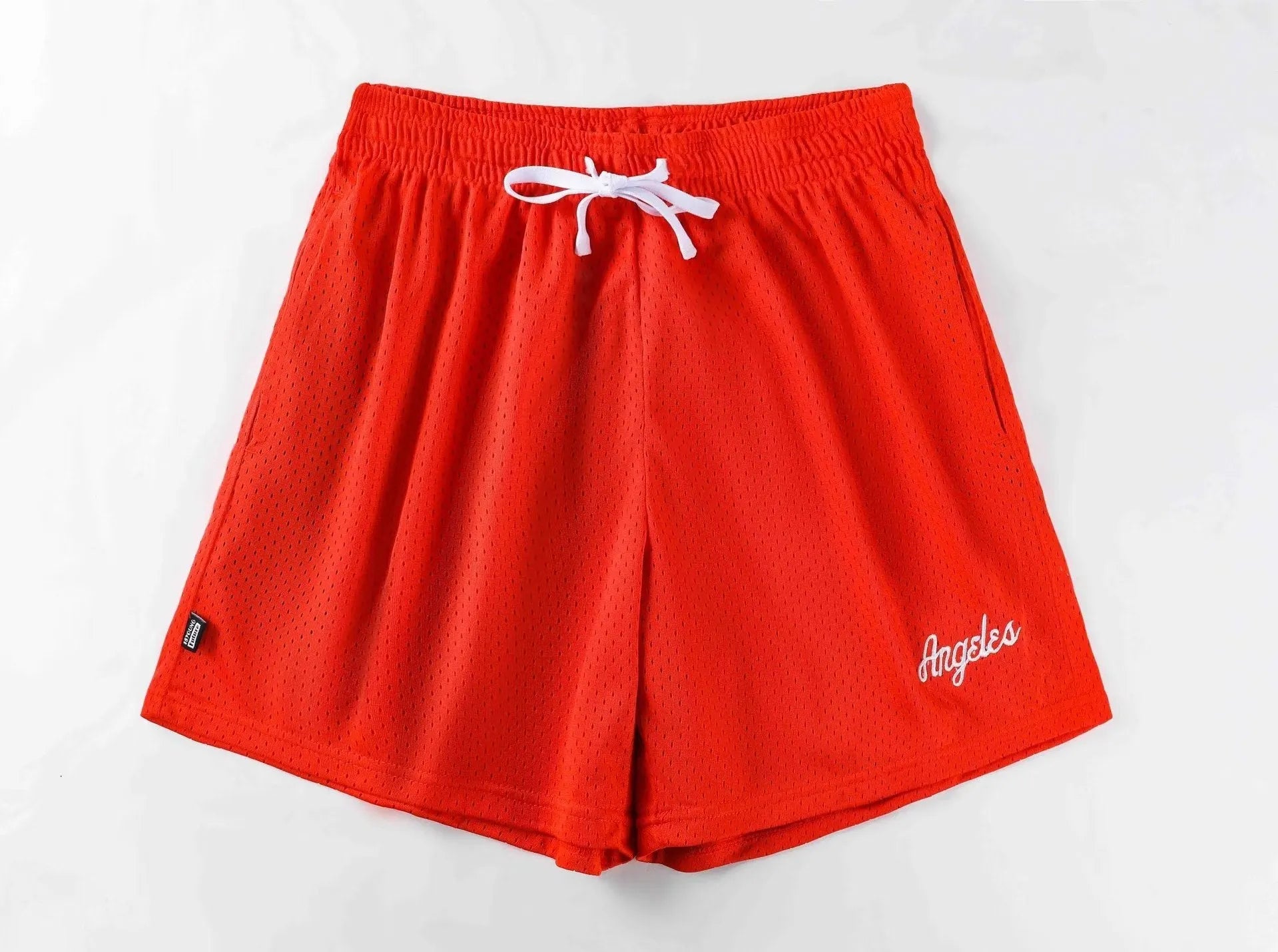 Men's black double layer mesh sports shorts made from polyester fabric for summer athletic wear.