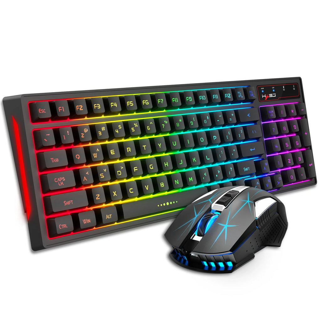 L99 wireless rechargeable 2.4G keyboard and mouse set with RGB glow, 96 ABS keys and Type-C charging cable