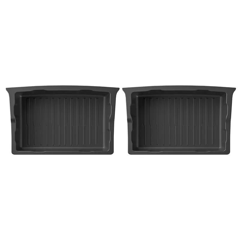 Black TPE under-chair storage box for Model Y with push-pull lid