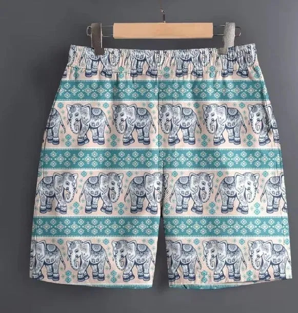 Men's polyester sports shorts in multiple patterns including stripes and camouflage available sizes S to 5XL