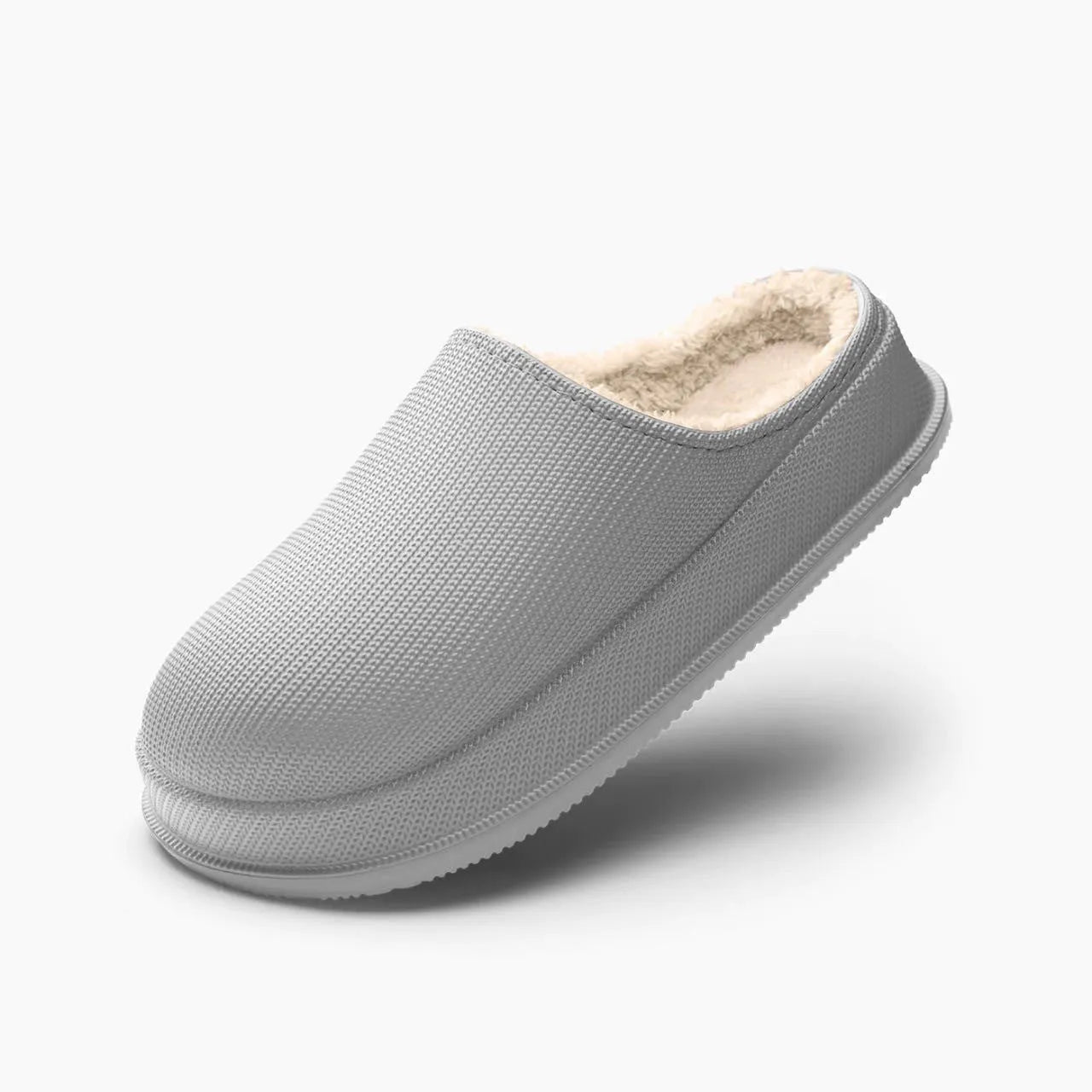 Warm cotton slippers with waterproof EVA sole in caramel colour, flat heel, available in large sizes for men and women
