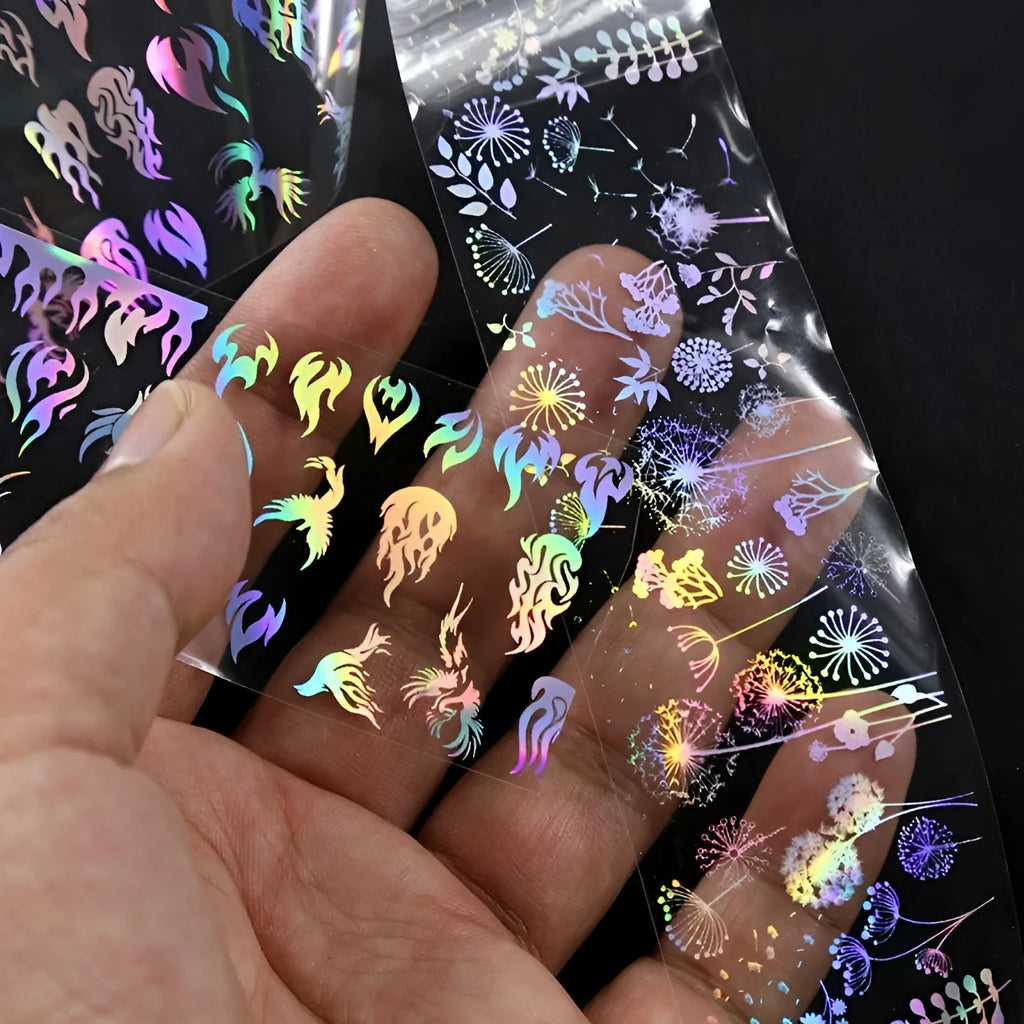 Nail sticker beauty products with 1 metre starry paper and 4 cm width in plastic bottle packaging
