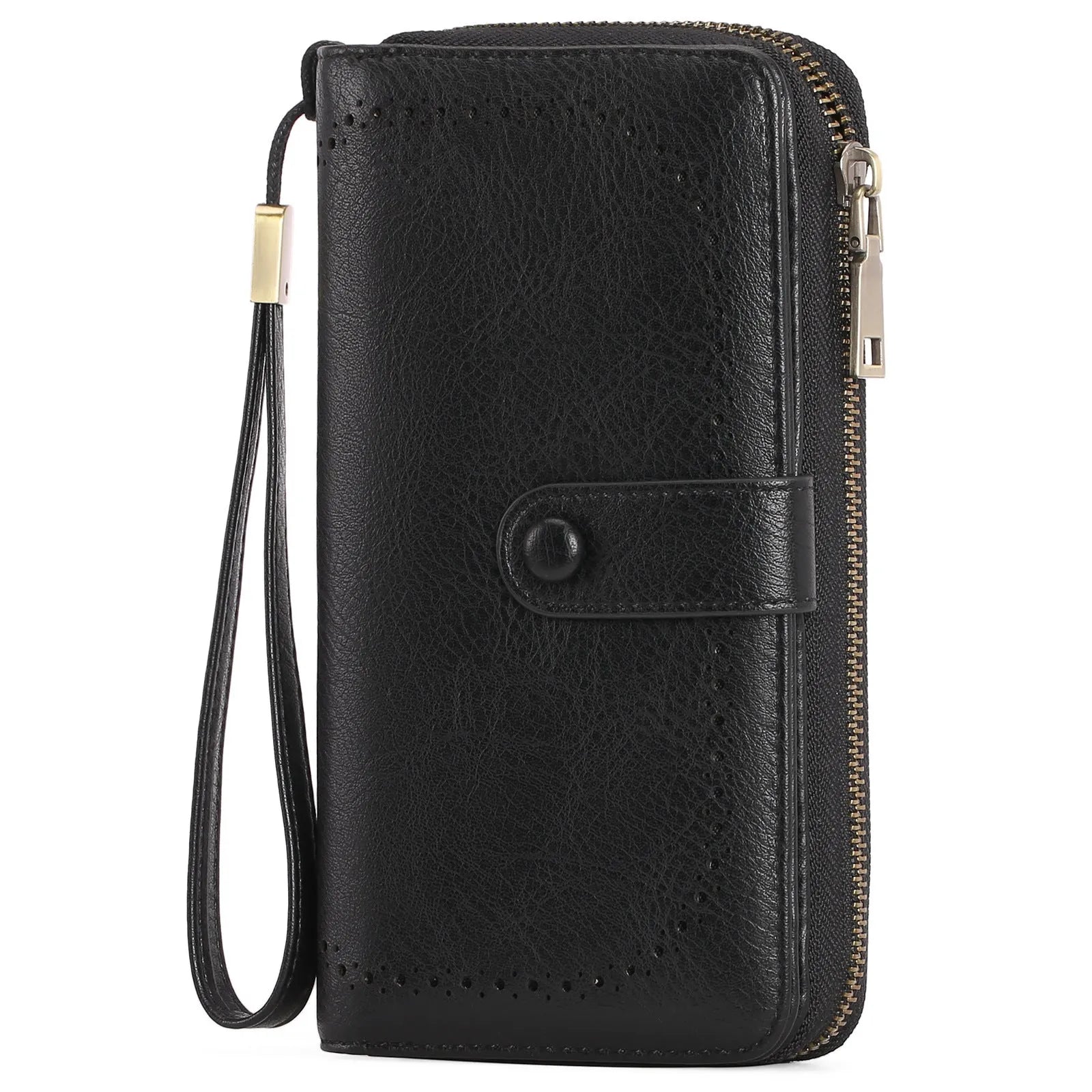 Expanding card holder women's long wallet passport bag in PU synthetic leather with anti-theft swiping