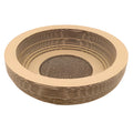 Brown paper cat scratch board 40cm diameter on floor with cat scratching