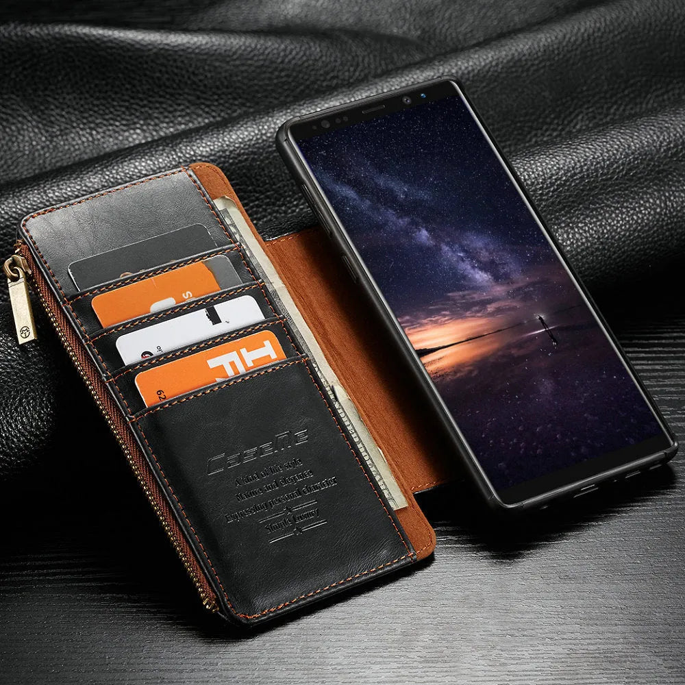 SAMSUNG Galaxy Note9 leather flip phone case in Black, Brown and Red colours