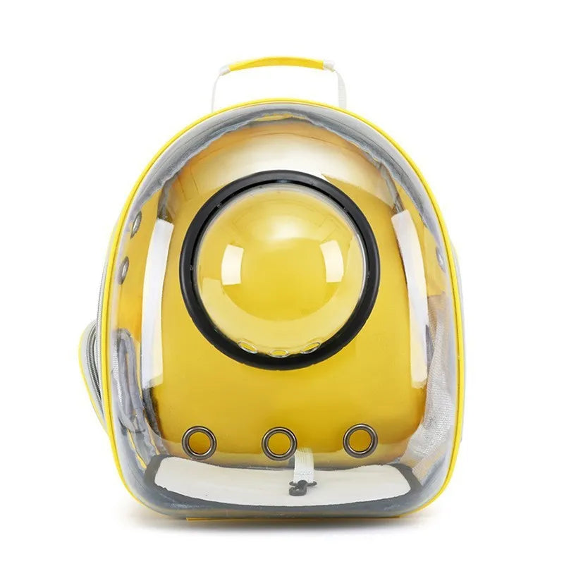 Grey PC hard-shell astronaut-style cat diaper bag with side opening
