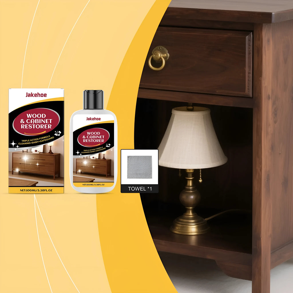 Wooden furniture scratch care agent bottle with microfibre towel for cleaning and polishing wooden surfaces