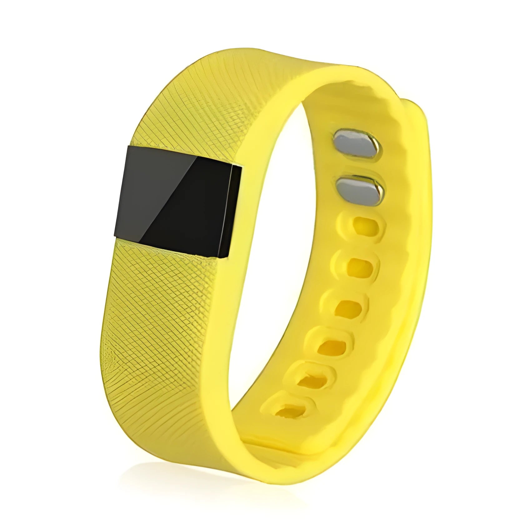 Ordinary bracelet pedometer in black, blue, green, orange, or yellow colour on wrist