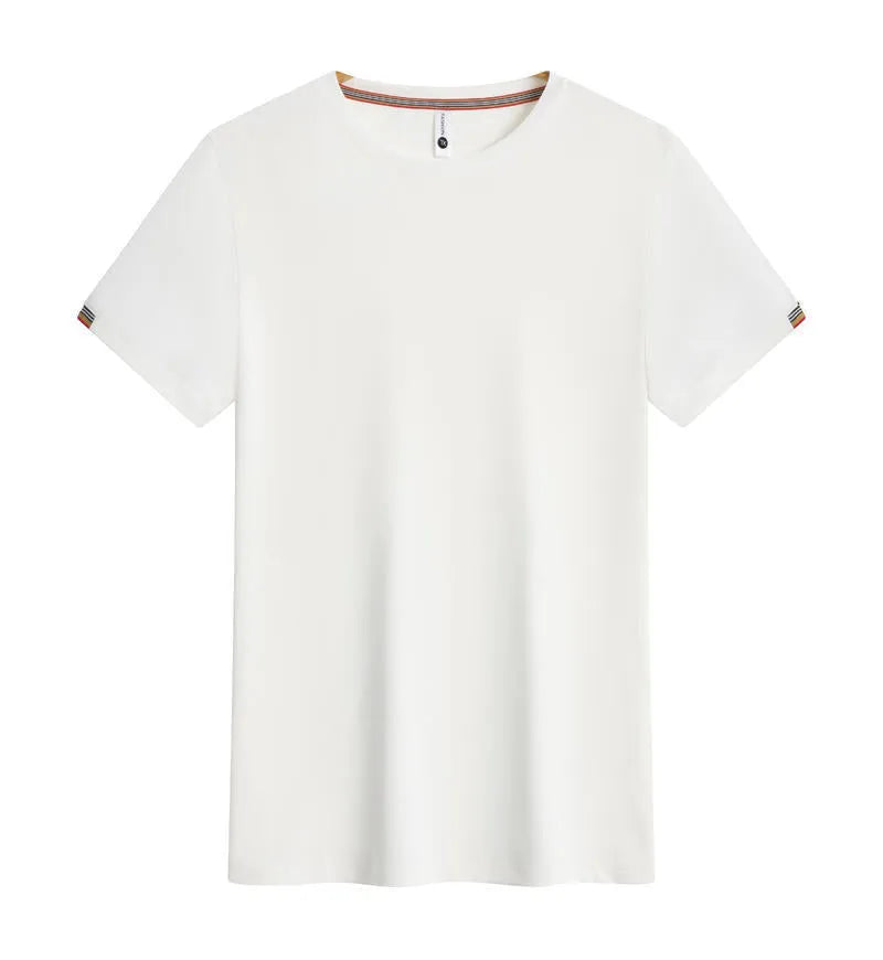 Round neck ice-feeling pullover top in black for women business work attire cooling fabric