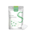 Pack of four circular micro needle body care patches with botanical ingredients on skin