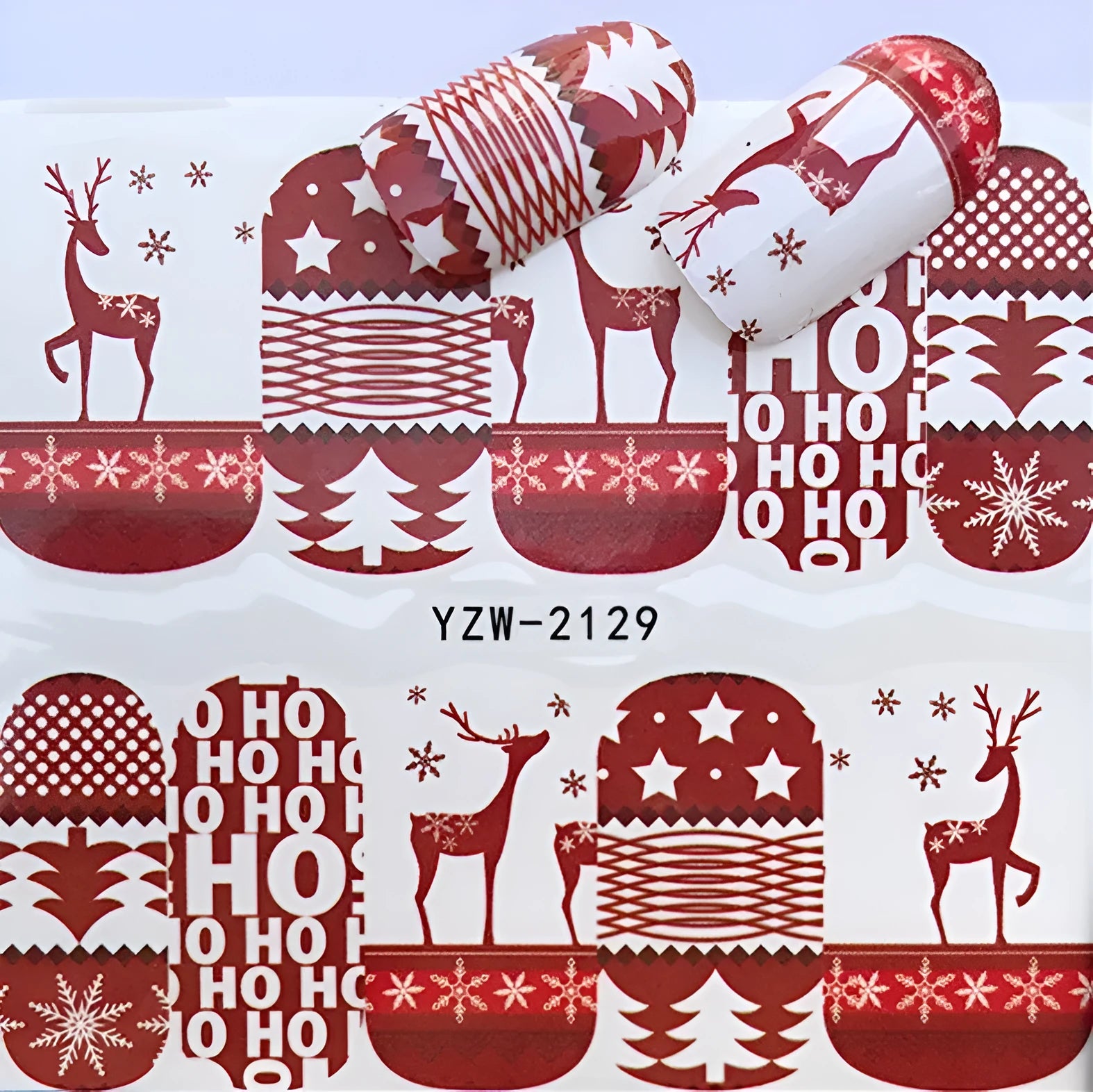 Christmas explosion models water transfer nail stickers with full coverage festive designs in 23 styles on white background