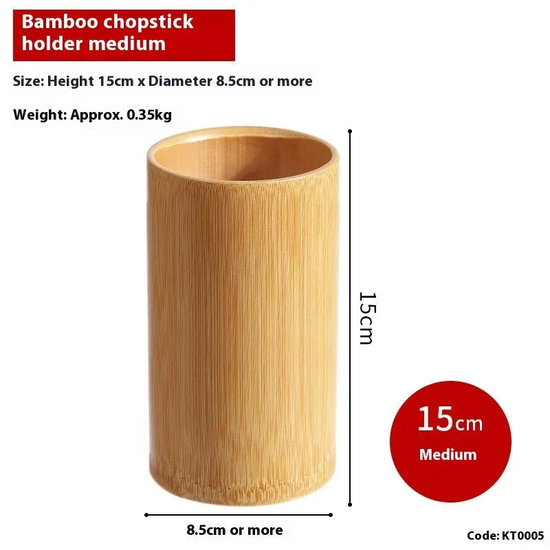 Natural bamboo chopstick holder with creative bevel design for kitchen utensil organisation