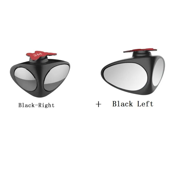 Double vision auxiliary car rearview mirror triangular shape glass and ABS shell black colour