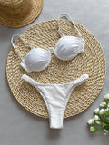 Women's underwire bikini swimsuit set in khaki, shown in a briefs style for fitness and swimming.