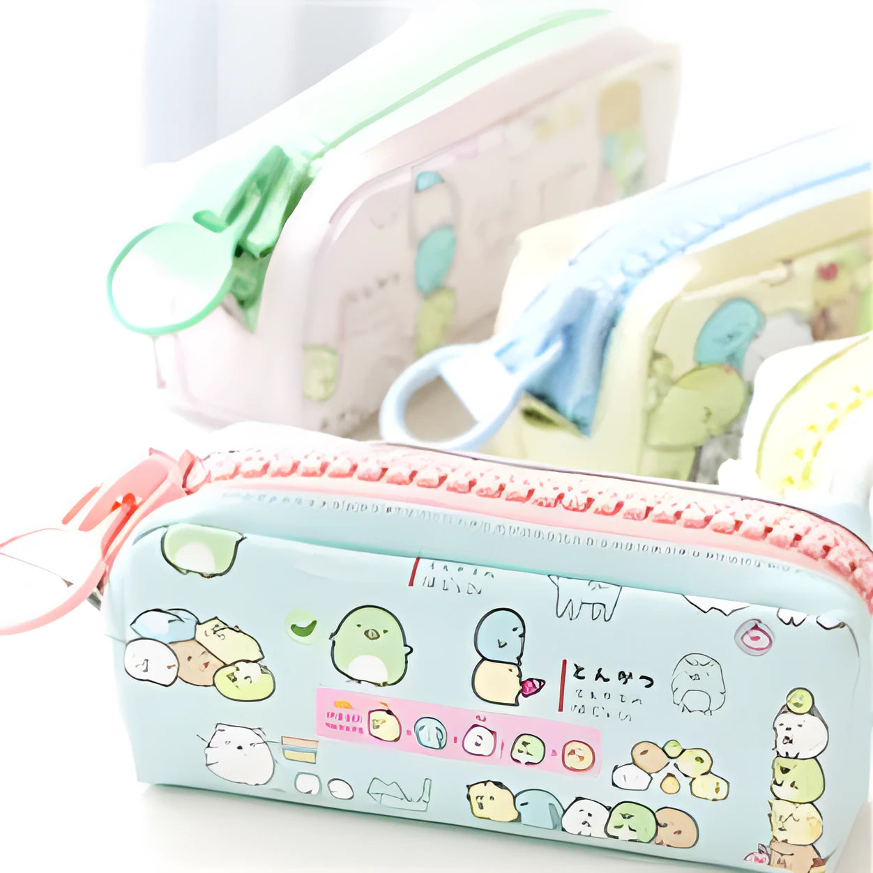 Creative Simple Cute Corner Animal Pencil Case in leather, 16 colour options including Black Cat, Blue, and Fruit Watermelon