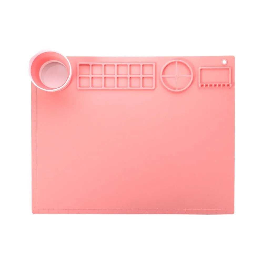 Silicone double bowl painting mat for watercolour and oil painting projects