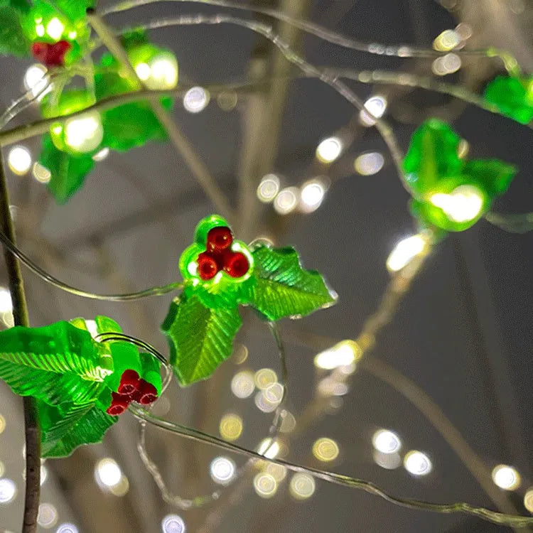 LED copper wire Christmas decoration lamp with 20 warm white lights in gift bell tree maple leaf elk crutch shapes on 2m string