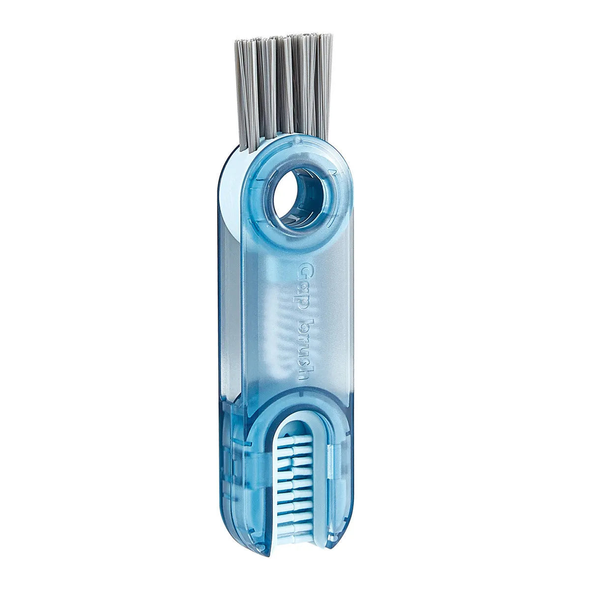 Transparent 3-in-1 multi-functional crevice cleaning brush with spiral head and bevel corner, 11.4 cm long