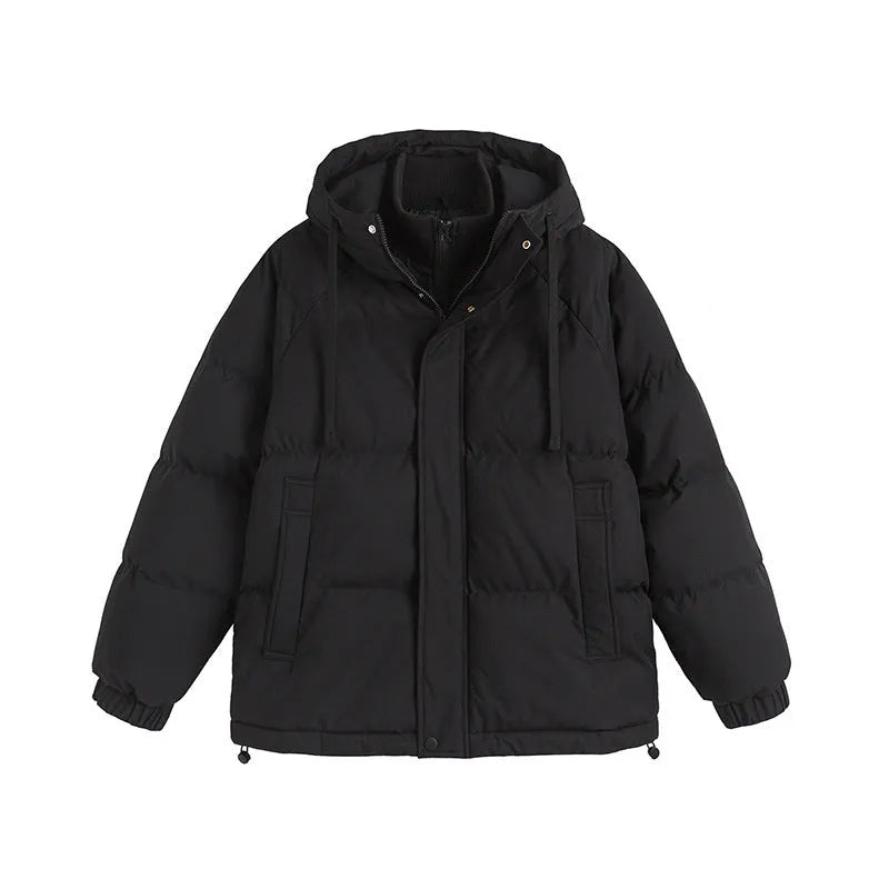 Loose winter cotton jacket in solid colour with side pockets on mannequin