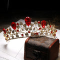 Golden leaves big crown wedding dress accessory with 18K gold finish and rhinestone crystals
