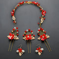 Costume jewelry set including wedding bride headdress and hair ornaments arranged together