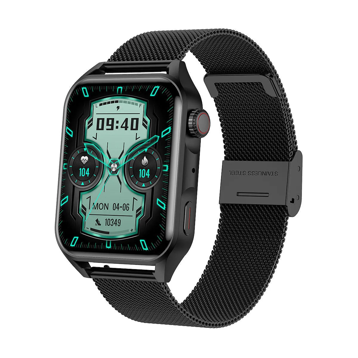 AMOLED NFC smart watch with 1.8 inch HD display and silicone wrist strap