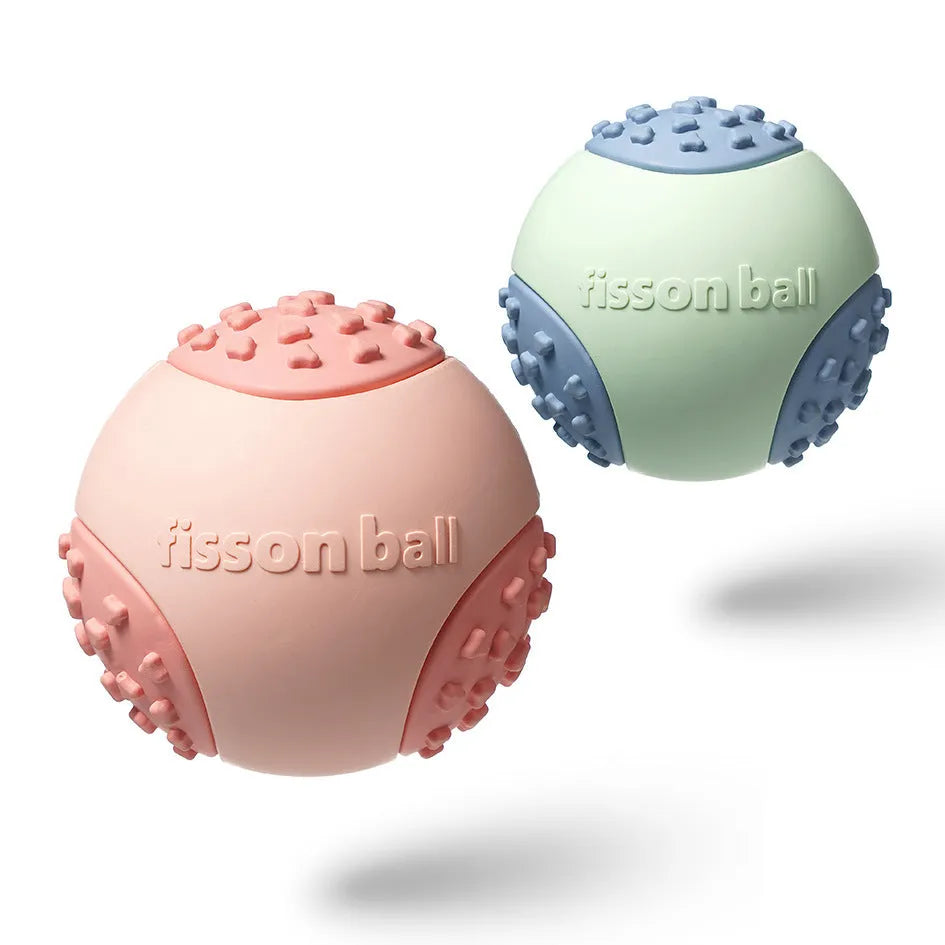 Green and pink 64mm durable rolling ball dog toy for small medium large dogs