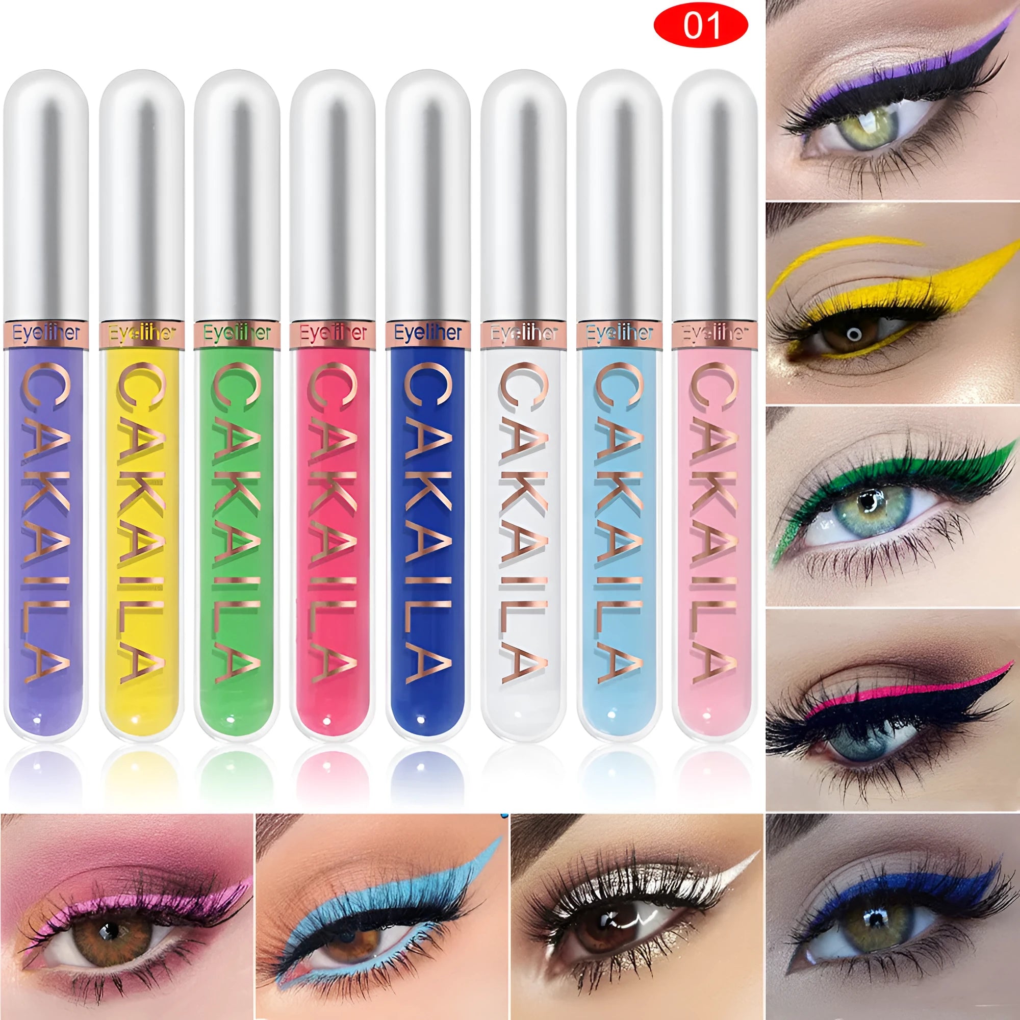 CAKAILA Kakaila 8-color liquid eyeliner set with style options 01, 02, 03 in colour classifications