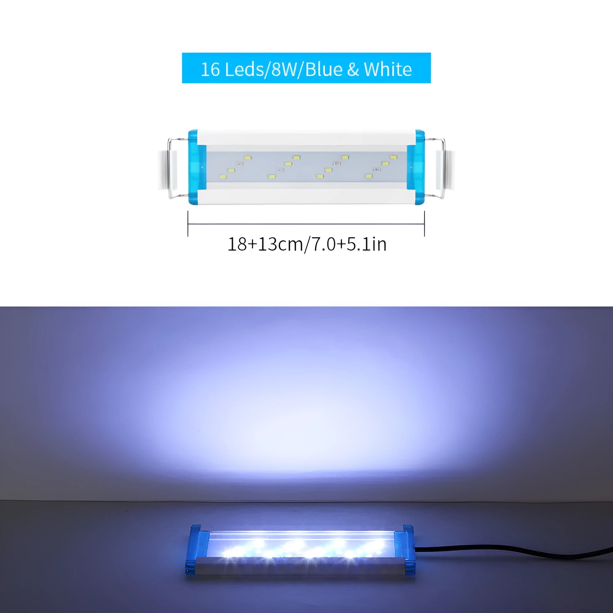 Ultra-thin aquarium LED light with blue and white lighting spectrum