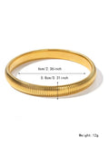 Women's elastic titanium steel bracelet with vertical stripe ring pattern in gold finish