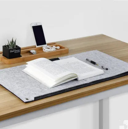 Grey felt multifunctional computer mouse pad and keyboard pad 33x63cm with USB hub and calculator desk mat