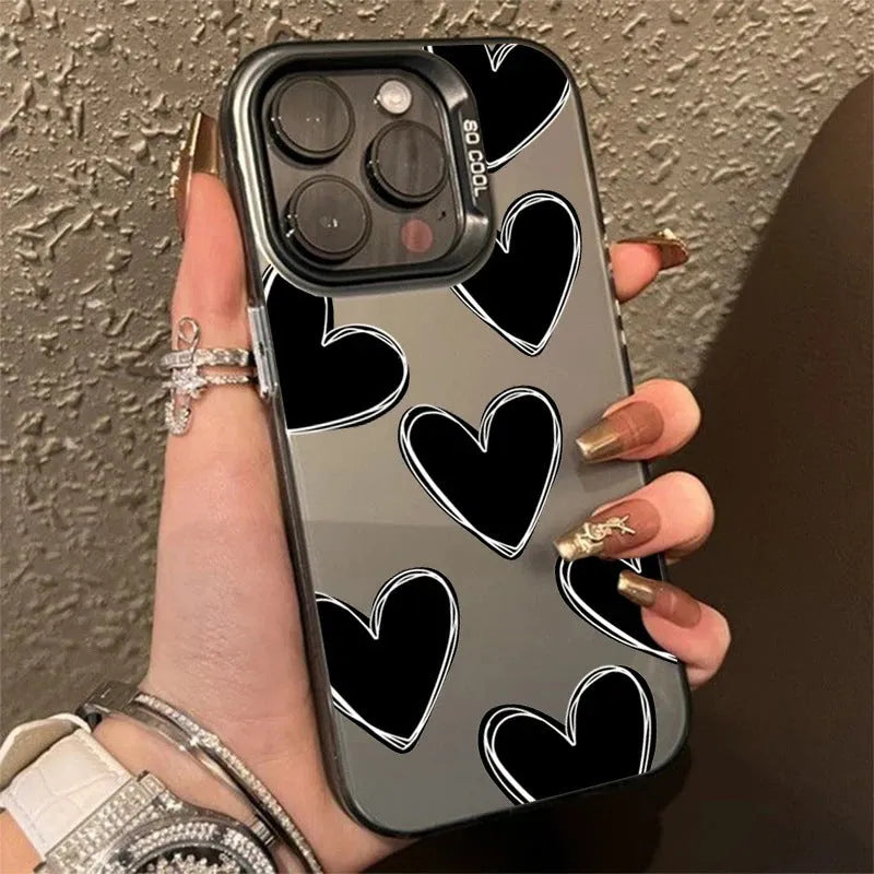 Heart mobile phone shell PC laser anti-wear anti-fall case for Apple iPhone in gray white green purple