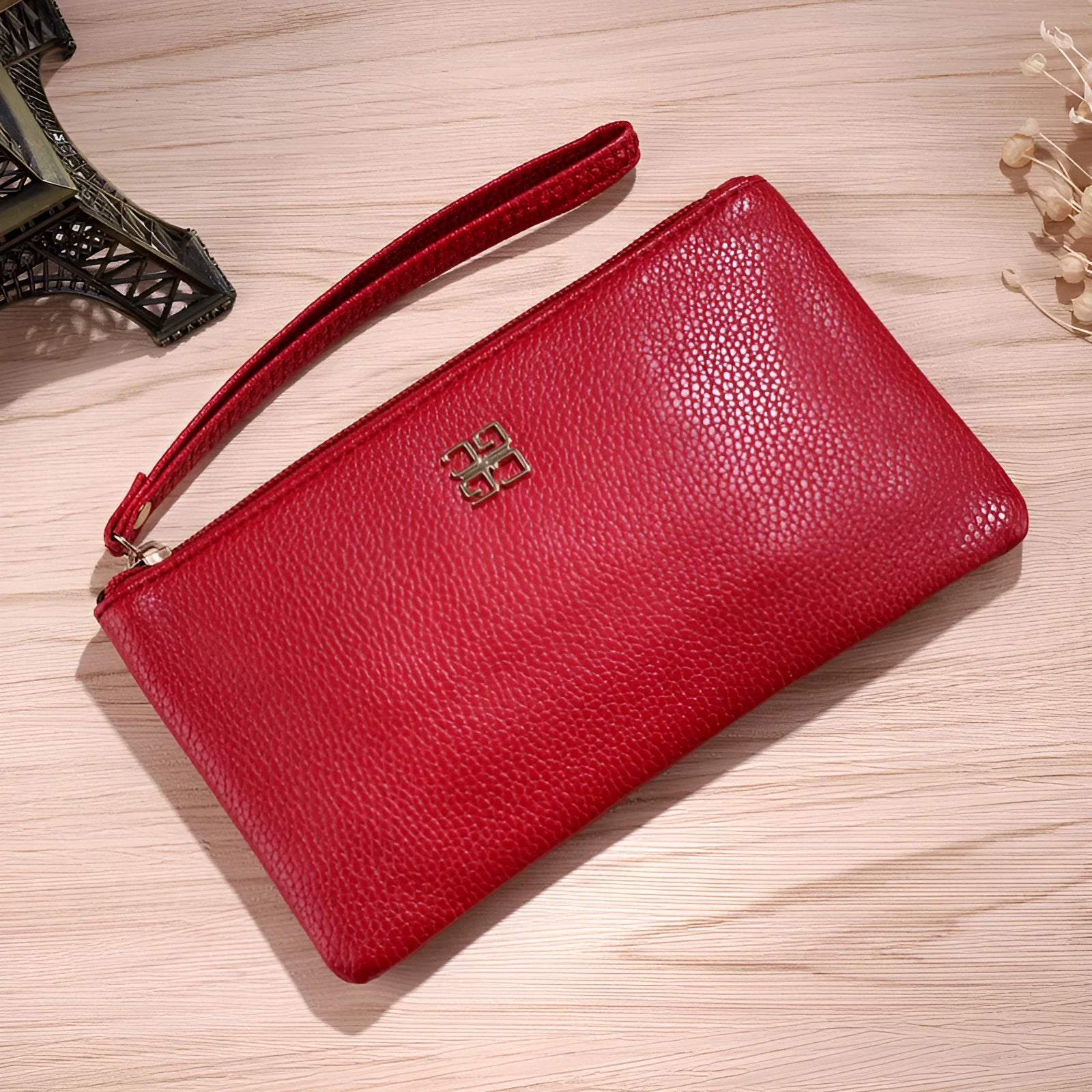 Long 55-inch PU leather phone wallet handbag with zipper closure in multiple colour options