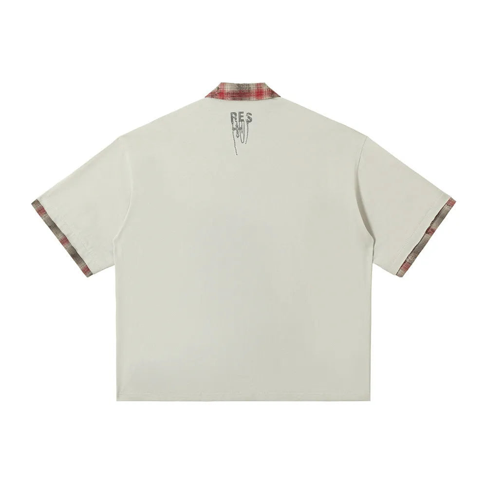 Men's cotton short sleeve top with graffiti printing in loose fit street style