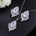Gold-tone wedding jewellery set with AAA chain necklace and earrings in blue, red, or white